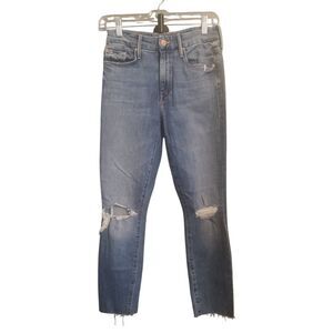 Mother High Waisted Looker Ankle Fray Jeans-Shoot To Thrill Destroyed-Size 26
